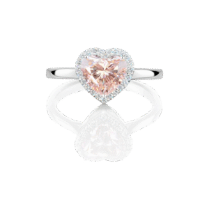 Blush heart halo ring